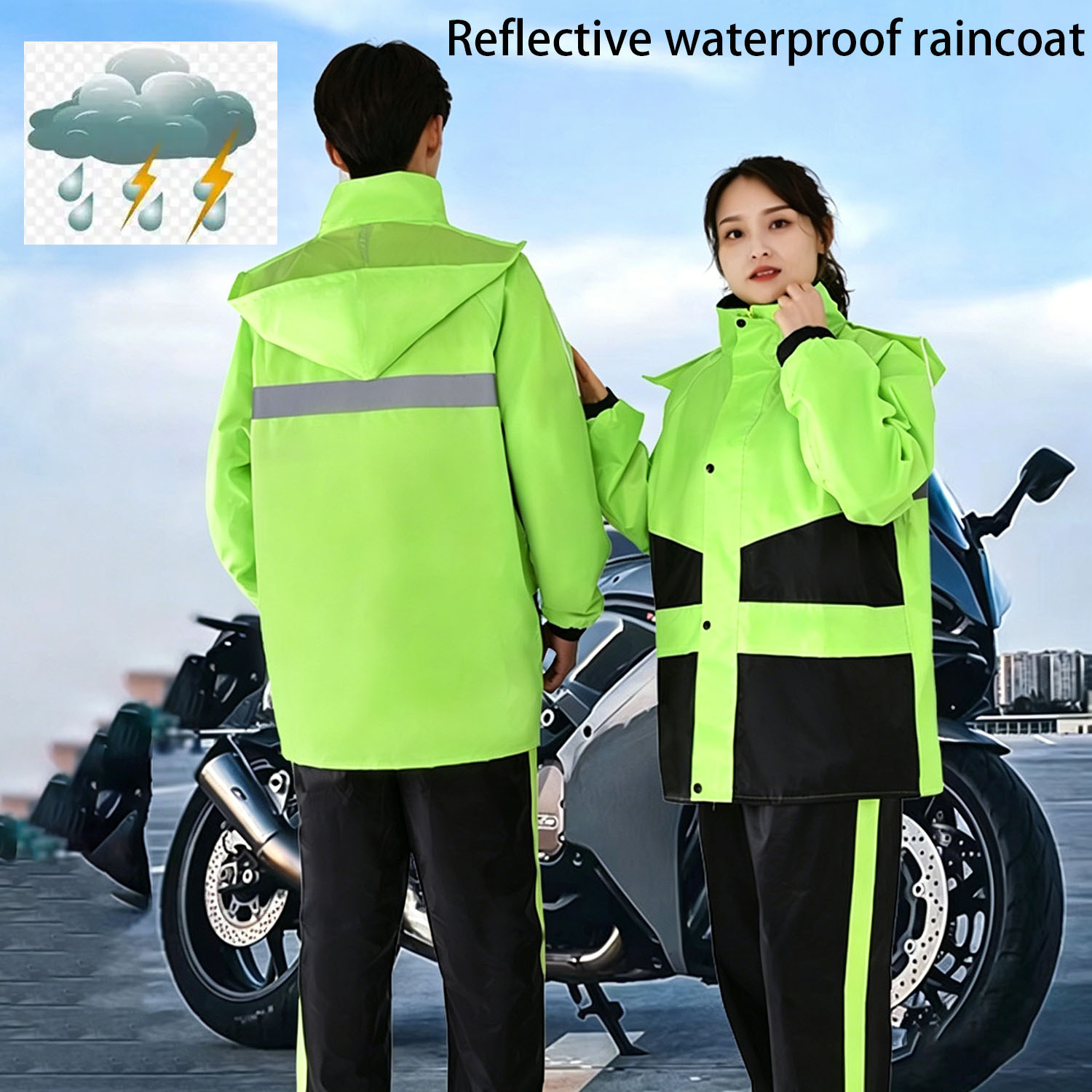 Motorcycle Gear For Woman - オートバイレインコートスーツ男性女性防水レインギアレインジャケット反射作業レインコート軽量ハイキングレインスーツ